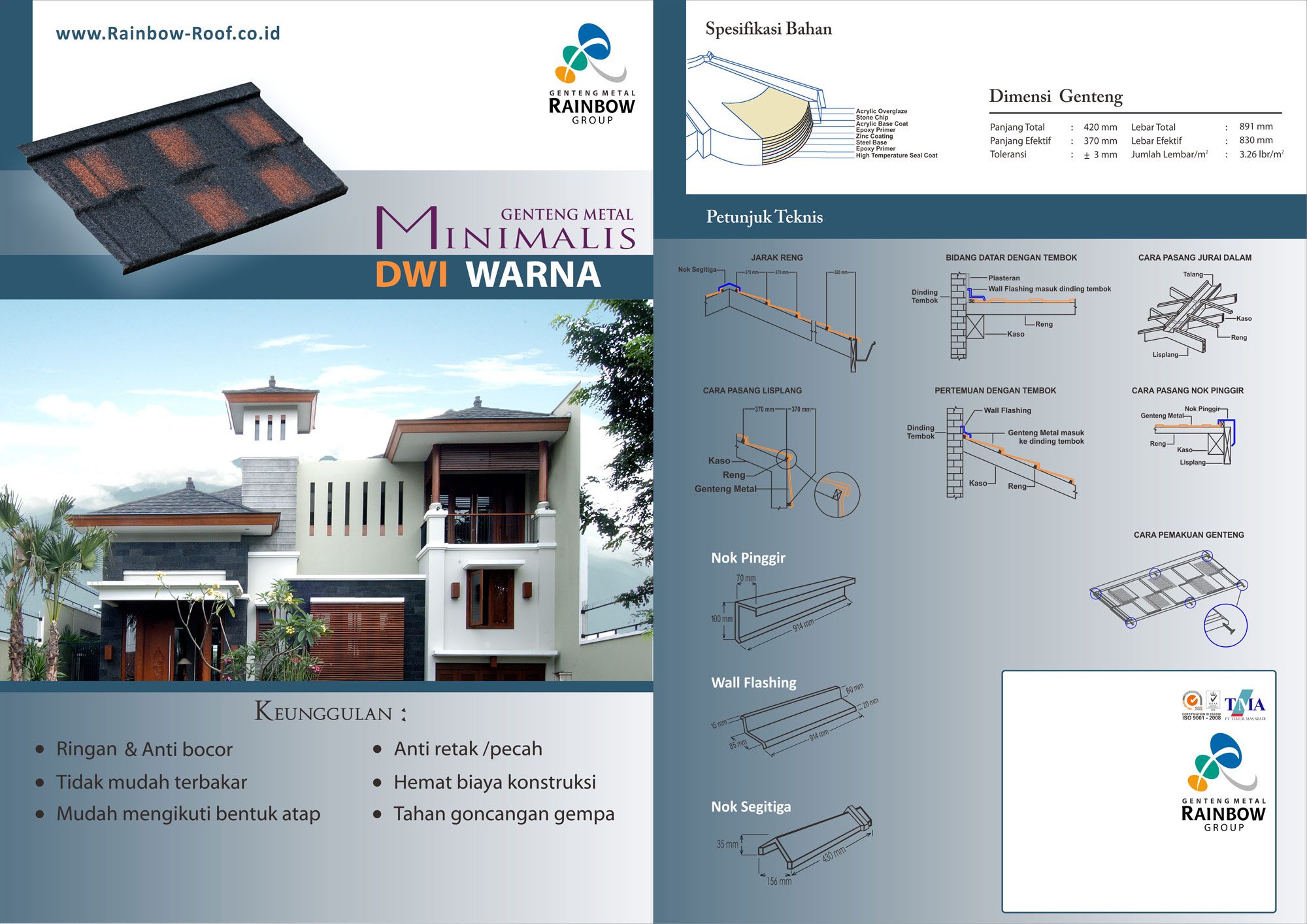 Genteng Metal Minimalis Dwi Warna  Jayawan